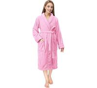 NY Threads Luxury Fluffy Fleece Dressing Gown Womens Shawl Collar Soft Loungewear Robe, X-Large, Pink