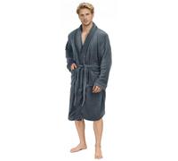 NY Threads Luxury Men Dressing Gown Super Soft Fleece Bath Robe Cozy Shawl Collar Loungewear and Nightwear, X-Large, Grey