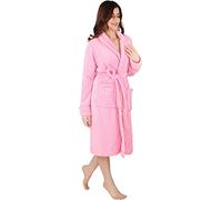NY Threads Luxury Women’s Dressing Gown Super Soft Fleece Bath Robe Cozy Shawl Collar Loungewear and Nightwear, Medium, Pink