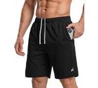 NY Threads Men's Athletic Gym Shorts with Pockets Lightweight Quick Dry, Black, Medium