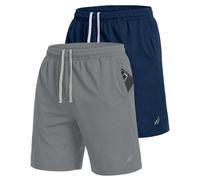 NY Threads Men's Athletic Shorts 2 Pack Quick Dry Lightweight Running Workout Gym Clothes Gym Shorts with Pockets, Medium Grey / Navy, X-Large