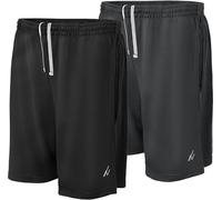 NY Threads Mens Athletic Shorts 2 Pack Quick Dry Lightweight Running Workout Gym Shorts with Pockets, Black / Dark Grey, XX-Large