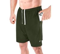 NY Threads Men's Athletic Shorts Quick Dry Loose-Fit Lightweight Running Workout Gym Shorts with Pockets, Army Green, Medium