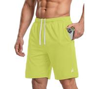 NY Threads Men's Athletic Shorts Quick Dry Loose-Fit Lightweight Running Workout Gym Shorts with Pockets, Lime Green, Large