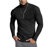 NY Threads Men's Ribbed Turtleneck Slim Fit Pullover Casual Long Sleeves Basic Top, Black, Large