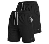 NY Threads Multi Pack Men's Athletic Shorts Quick Dry Lightweight Workout Running Gym Shorts with Pockets, 2 Pack Black / Black, X-Large