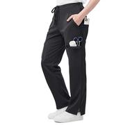 NY Threads Scrub Pants for Women Relaxed Fit, Mid Rise 5 Pockets Drawstring Womens Scrub Pants, 31 Inch Inseam, Black, M