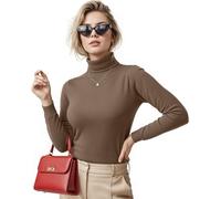 NY Threads Women's Turtleneck Long Sleeves Shirt, Coffee, Medium