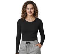 NY Threads Womens Under Scrub Slim Fit Long Sleeve T-Shirt Underscrub Comfort Tee, Black, S