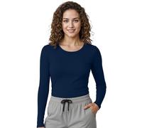 NY Threads Womens Under Scrub Slim Fit Long Sleeve T-Shirt Underscrub Comfort Tee, Navy, M