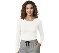 NY Threads Womens Under Scrub Slim Fit Long Sleeve T-Shirt Underscrub Comfort Tee, White, M