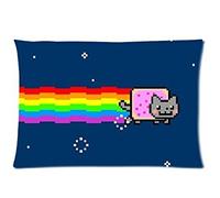 Nyan Cat 20X30 Two Sides Custom Cotton & Polyester Pillow Case Cover Cushion Cover Model: CHH-0339 (Build-to-Order)