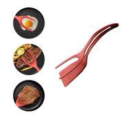 NYANO Egg Flipper Spatulas: 2-in-1 Grip and Flip Design with Tongs for Easy Handling. Ideal for Cooking and Baking in the Kitchen. (Red - 1 Pack)