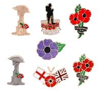 NyaSaa 7 PCS Royal British Legion Poppy Badges Set, Exquisite Alloy Lapel Pin Brooches For 2023 Remembrance Day Lest We Forget