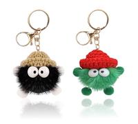 NyaSaa Cute Mink Plush Pom Pom Keychain, 2PCS Soft Ball Pendant Keychain For Girls