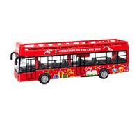 NyaSaa Double Decker Bus Toy, Bus Toy, Open Top Bus, Sightseeing Tour Red Bus, Alloy Diecast Vehicles Mould, 1:64 Scale Pull-Back Bus for Kids Boys Girls- Red