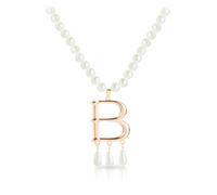 NyaSaa Pearl Necklace, Letter Pearl Necklace, A Niche Design With A Light And Luxurious French Fashion Necklace, Elegant And Minimalist Vintage Silver Necklace for Everyday Wear, Fancy Dress