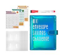 Nybhyjka 100 Envelopes Money Saving Challenge, Budget Binder with Cash Envelopes Easy and Fun Way to Save $5050,Savings Binder with 100 Pocket Pre-Number & Reusable Laminated Tracker for Kids Adults