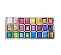 Nybhyjka 24 Colors Metallics Watercolor Paint Set Glitter Watercolour Solid Paint Box Watercolor Set for Professional Artists Students and Beginning Watercolorists