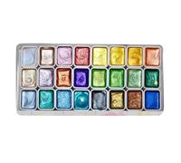 Nybhyjka 24 Colors Metallics Watercolor Paint Set Glitter Watercolour Solid Paint Box Watercolor Set for Professional Artists Students and Beginning Watercolorists