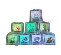 Nybhyjka 8 Pack Light Up Ice Cubes,LED Glow Ice Cubes Multicolor Bath Cubes with Sea Pattern,Light Up Ice Cubes for Drinks Color Changing Slow Flashing Multicolor,IP67 Waterproof Reusable