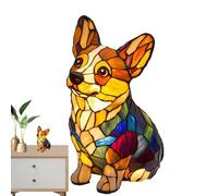 Nybhyjka Animal Table Lamp, Dog Series Art Night Light, Stained Glass Animals Shape Table Lamp, Handmade Resin LED Animal Bedside Table Night Lights, Bedroom Ornament Night Light for Bedside Desktop