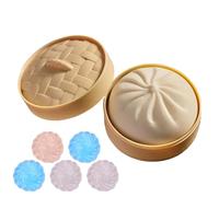 Nybhyjka Dumpling Squishy Stress Balls Giant Dumpling Squishy Jumbo Dumplings Squishys Toy With Steamer Box Bao Bun Stress Toy High Resilience Rebound Fidget Toys For Kids Playing