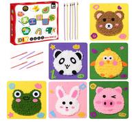 Nybhyjka Embroidery Punch with Pattern 6 Set Needle Kit Punch Embroidery Kit,Educational Kids Easy Punch Art Crafts Kit Felt Painting Embroidery Kit for Beginner Adult