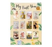 Nybhyjka First Year Photo Board Boy | 12 Months Photo Board,Wood Photo Board 1st Birthday Decorations Milestone Photo Banner for Boy