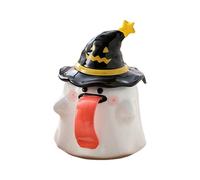 Nybhyjka Halloween Ghost Mug - Cute Tea Cups with Lid - 450ml Halloween Ceramic Ghost Shape Tea Cup with Lid for Students Teachers Hot Coffee Wine Milk Juice Living Room
