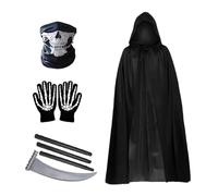 Nybhyjka Hooded Cloak - Halloween Hooded Black Cloak Vampires Cape | Full Length Unisex Dress up Clothes with Gloves Cosplay Costumes for Women Adults Party Role-Play Christmas