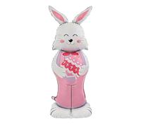 Nybhyjka Large Easter Bunny Foil Balloons 2 Pieces 59 Inch Standing Rabbit Balloon With Base Cartoon Bunny Balloons For Party Supplies, Birthday Decorations, Home Garden Festive Decor