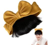 Nybhyjka Toddler Wigs, Young Girls Bow Bangs Wigs Hairbands, Fashionable Hair Accessories, Cute Headwear for Stage, Gathering, Home, Travel, Photography