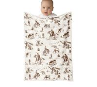 Nybhyjka Western Baby Blanket | Western Cowboy Nursery Decor,Vintage Quilt Soft Comforter Sheet for Farmhouse Car Apartment Camping Kitchen Outdoor Picnic Bench Park Beach