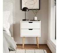 Nyborg Single 2 Drawer Bedside Cabinet Lamp Table Nightstand White