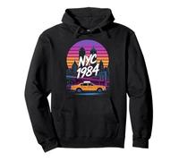 NYC 1984 Retro New York Taxi Skyline Sunset Pullover Hoodie