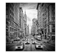 NYC 5th Avenue Traffic II Poster by Melanie Viola 20 x 20 cm Black and white Wall art Wall decor