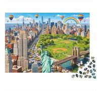 NYC Cityscape Jigsaw Puzzle 1000 Pieces Recyclable New York Skyline Senior Puzzles Educational Game Decompression Ideal for Family And Friends Birthdays 52x38cm/1000pcs