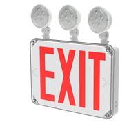 NYC Compliant Waterproof Combo Emergency Light and Exit Sign, UL Listed, 90 Min Battery, Wet Location, 220-330 Lumen LED, for Warehouse, School, Office