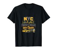 NYC Concrete Dreams & City Lights Skyline Art T-Shirt