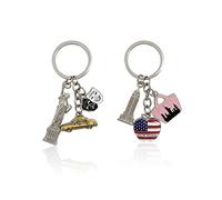 NYC Metal Keychain, New York Souvenir Color Keyrings, 2 Pack, The Statue Of Liberty, USA Flag, The Big Apple, Dck008025, S