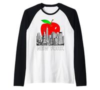 NYC Skyline Big Apple New York City Tri-State (NY) Raglan Baseball Tee