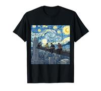 NYC Skyline Ironworkers Under Starry Night Sky T-Shirt