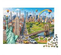 NYC Skyline Jigsaw Puzzles 1000 Pieces Recycled Material Skyscrapers Puzzles for Elderly Relieve Senile Dementia Fun Family Game Activity Home 38x26cm/1000pcs