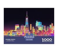 NYC Skyline Jigsaw Puzzles Puzzle for Adults Kids. 1000 Piece Night Reflections Impossible Challenge Toy Educational Game Home Decoration for Adults& Kids Age 14 Years Up 52x38cm/1000pcs
