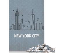 NYC Skyline Minimalist Art Jigsaw Puzzles Puzzle for Adults Kids. 1000 Piece Impossible Challenge Toy Educational Games Home Decoration for Adults& Kids Age 14 Years Up 1000pcs (38x26cm)