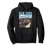 NYC Skylines, New York train graffiti style, New York Pullover Hoodie
