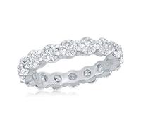 NYC Sterling 4mm Sterling Silver 925 Cubic Zirconia Cz Eternity Engagement Wedding Band Ring, Silver, Cubic Zirconia