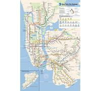 NYC Subway Map Poster New York City Official MTA 2024 Current Edition Train Transit System with Boroughs Cool Wall Art Print Poster 12x18