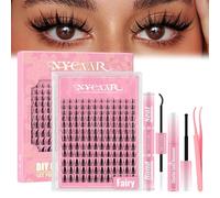 NYCAAR Fairy Lash Clusters 8-18mm Eyelash Extension Set with Invisible Tape, Adhesive, Remover and Applicators (Fairy)